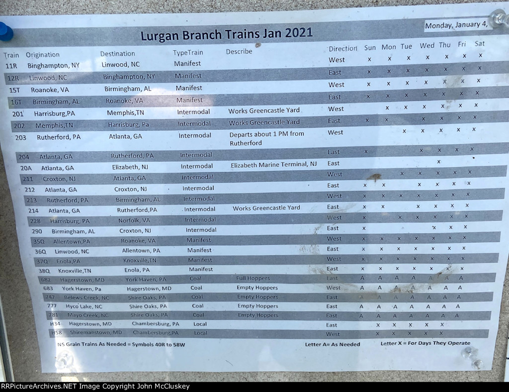 train schedule